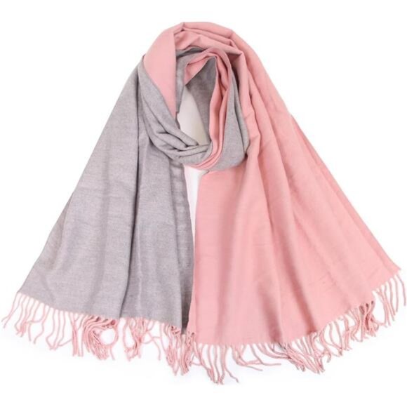 Women's Shawls Wraps Large Grey Pink - Picture 2 of 6